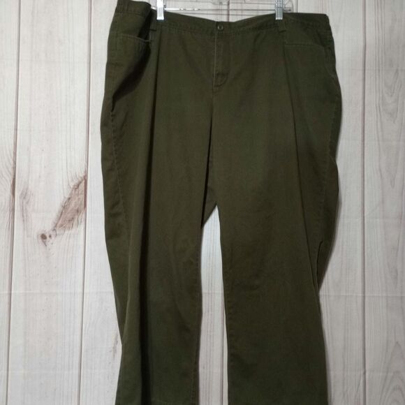 CJ‎ Banks Pants Ladies 24W Green Khakis - Picture 1 of 7